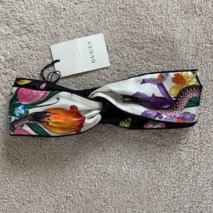 GUCCI Flora and Insect Print Silk Headband